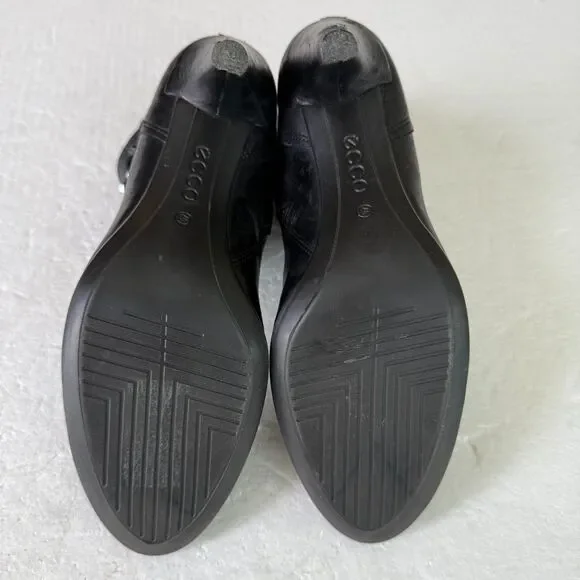 Size 40 / 9 - 9.5 - Ecco Shape Stiletto 75 Sleek Black Leather Booties Studded - Picture 6 of 10